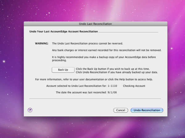Undo bank reconciliation