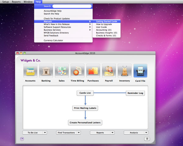 Help menu