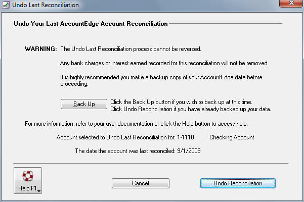 Undo bank reconciliation