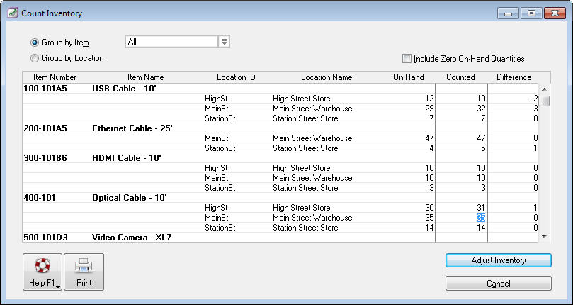Count inventory
