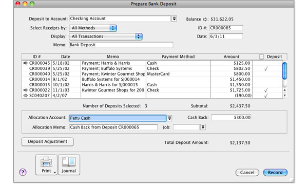 cash deposit form