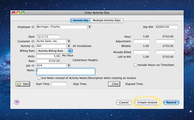 activity slips ton invoices with a single click