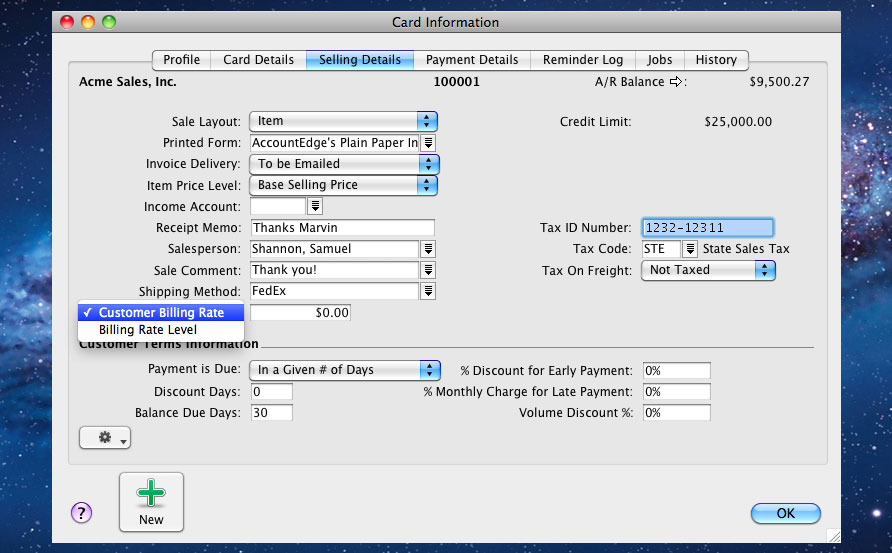 billing rate levels: customer