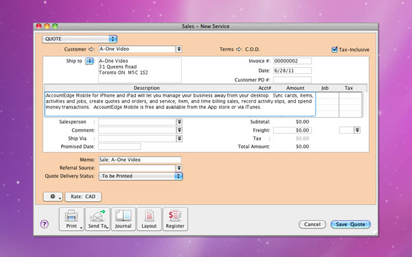Increased description, note, and email message field size in AccountEdge.