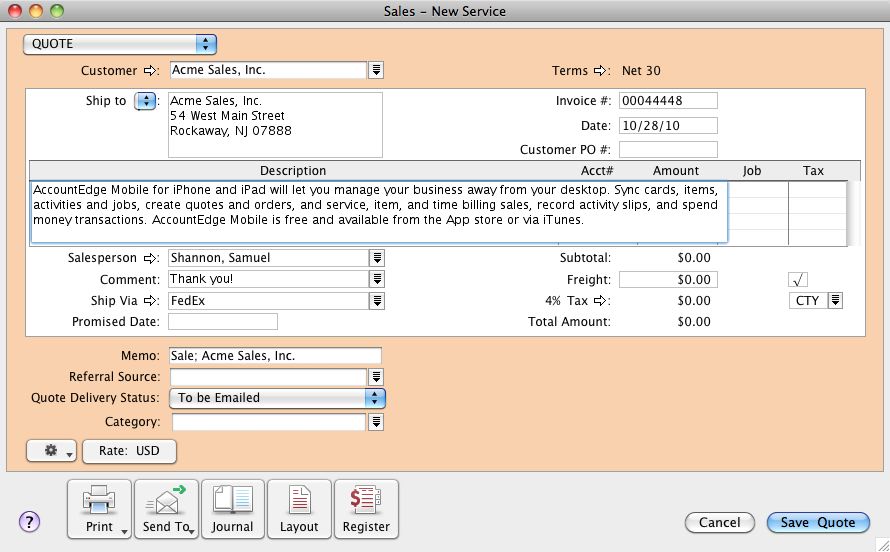 Increased description, note, and email message field size in AccountEdge.