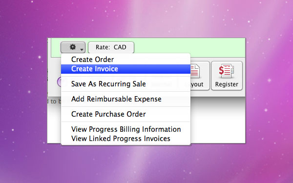 Sales and purchases action buttons in AccountEdge.