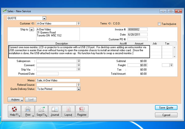 Increased description, note, and email message field size in AccountEdge.