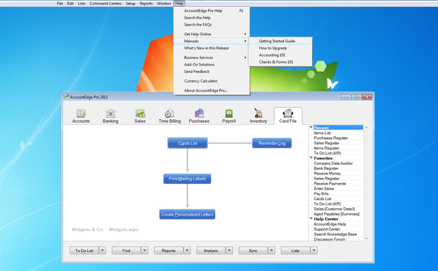 Help menu